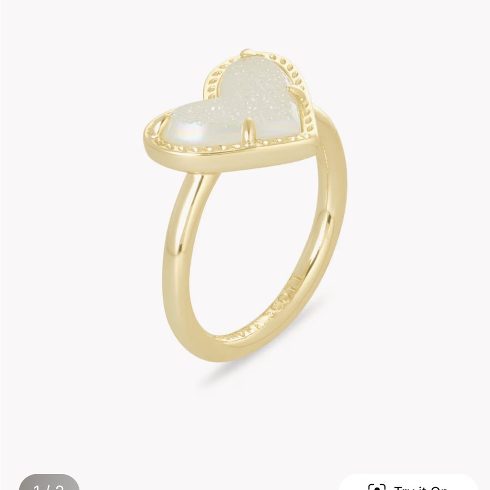Kendra Scott Gold and White Heart Ring